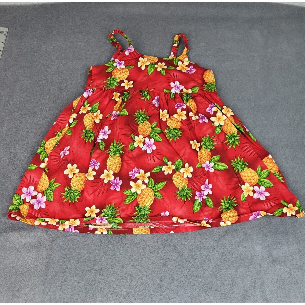 RJC Hawaiian Dress Girls 5 Red‎ AOP Floral Spring Lightweight Outdoor Whimsical